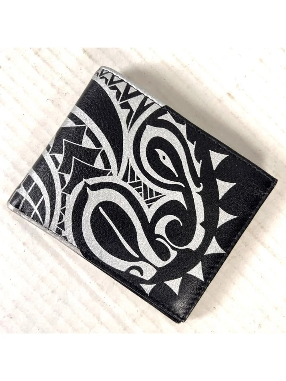 NA KOA Hawaiian Leather Wallet Polynesian Tribal Ki'i Tattoo Hano Fernandez